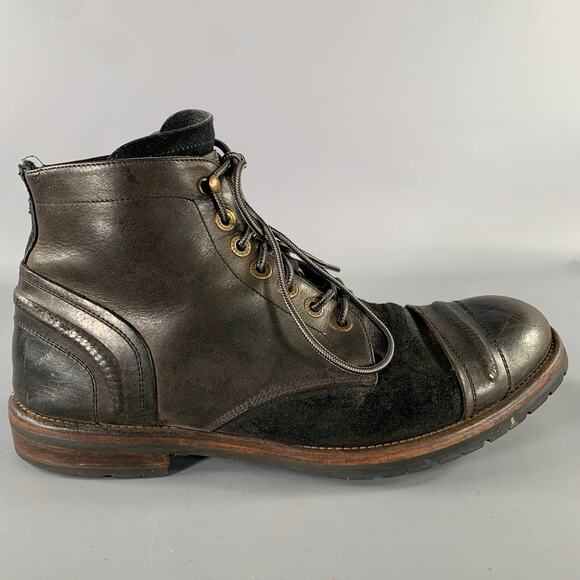 DOLCE & GABBANA Size 12 Brown Black Wingtip Leather Hike Boots main image 9